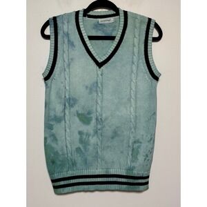 Y2K Preppy Grunge Cable Knit Sweater Vest Size XL Varsity Streetwear Cottagecore